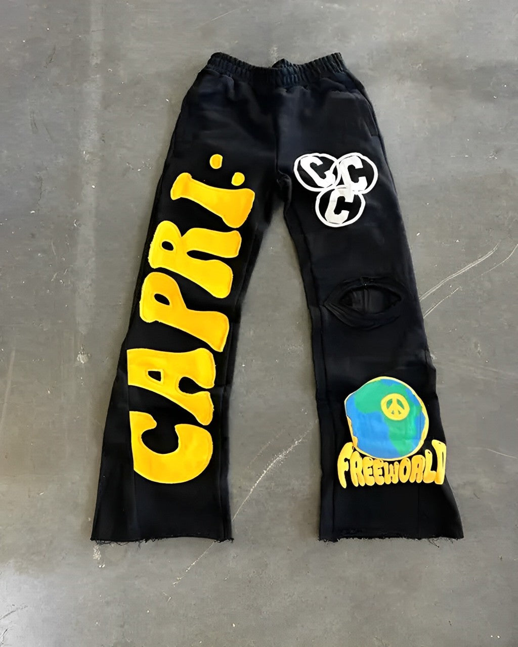 Black Capri "Free The World" Sweatpants