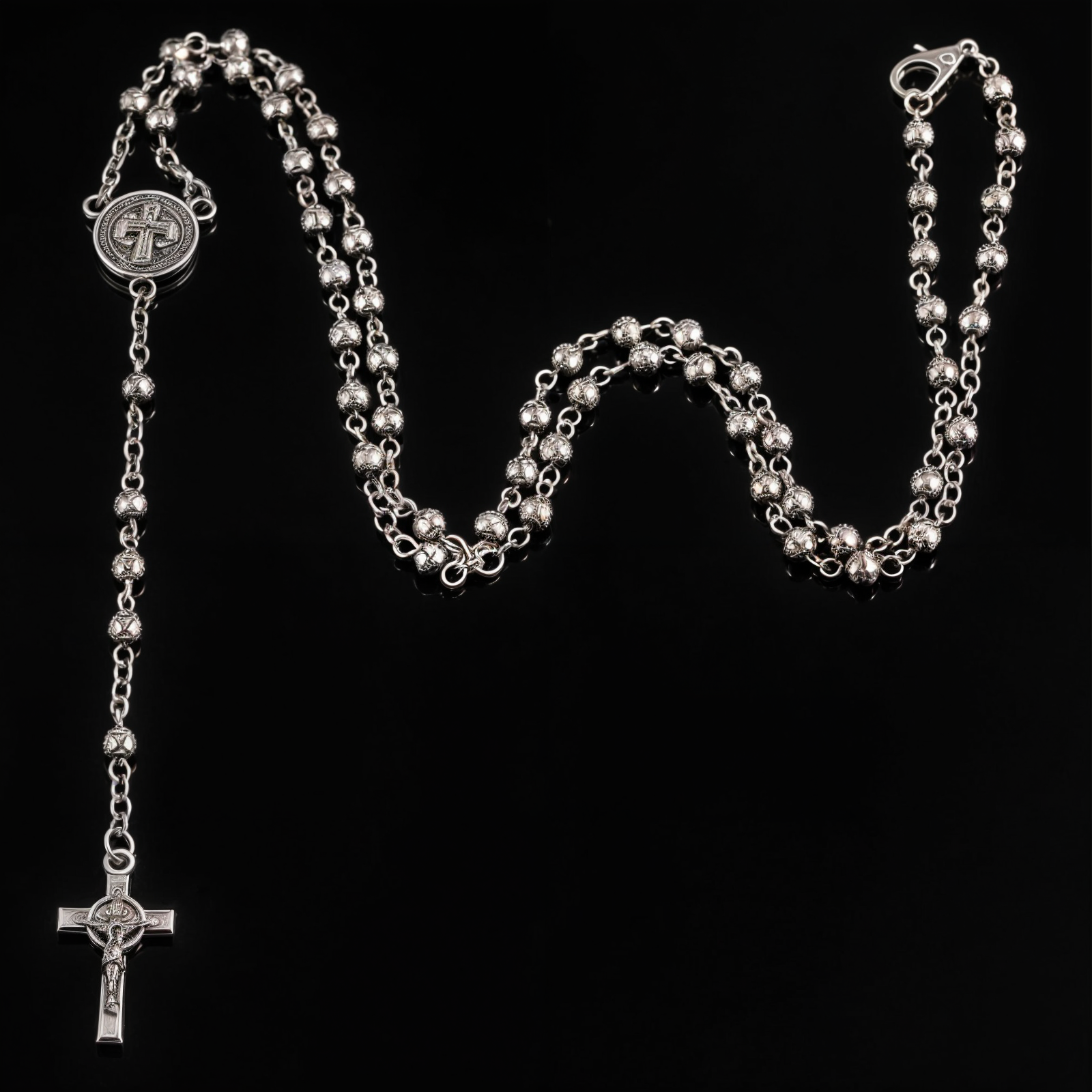 Stainless Steel Rosary Beads Necklace