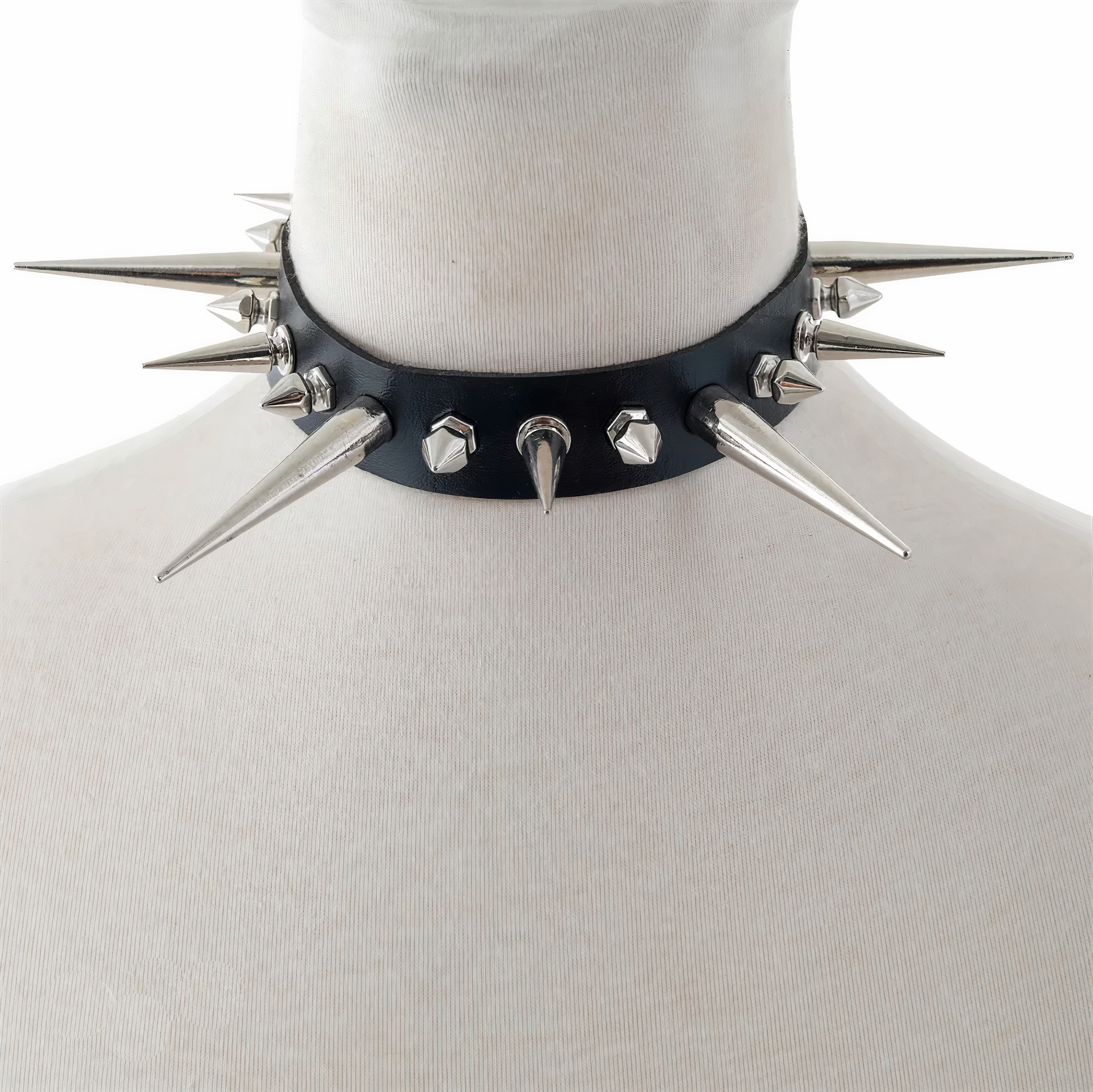 Punk Leather Collar Spike Choker