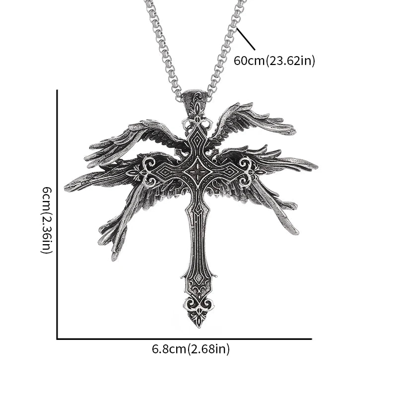 Angel Wings Cross Pendant Necklace