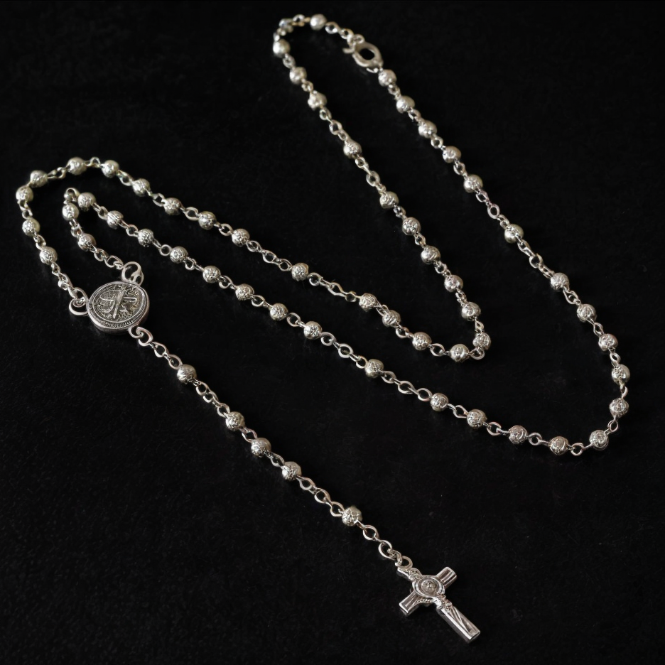 Stainless Steel Rosary Beads Necklace