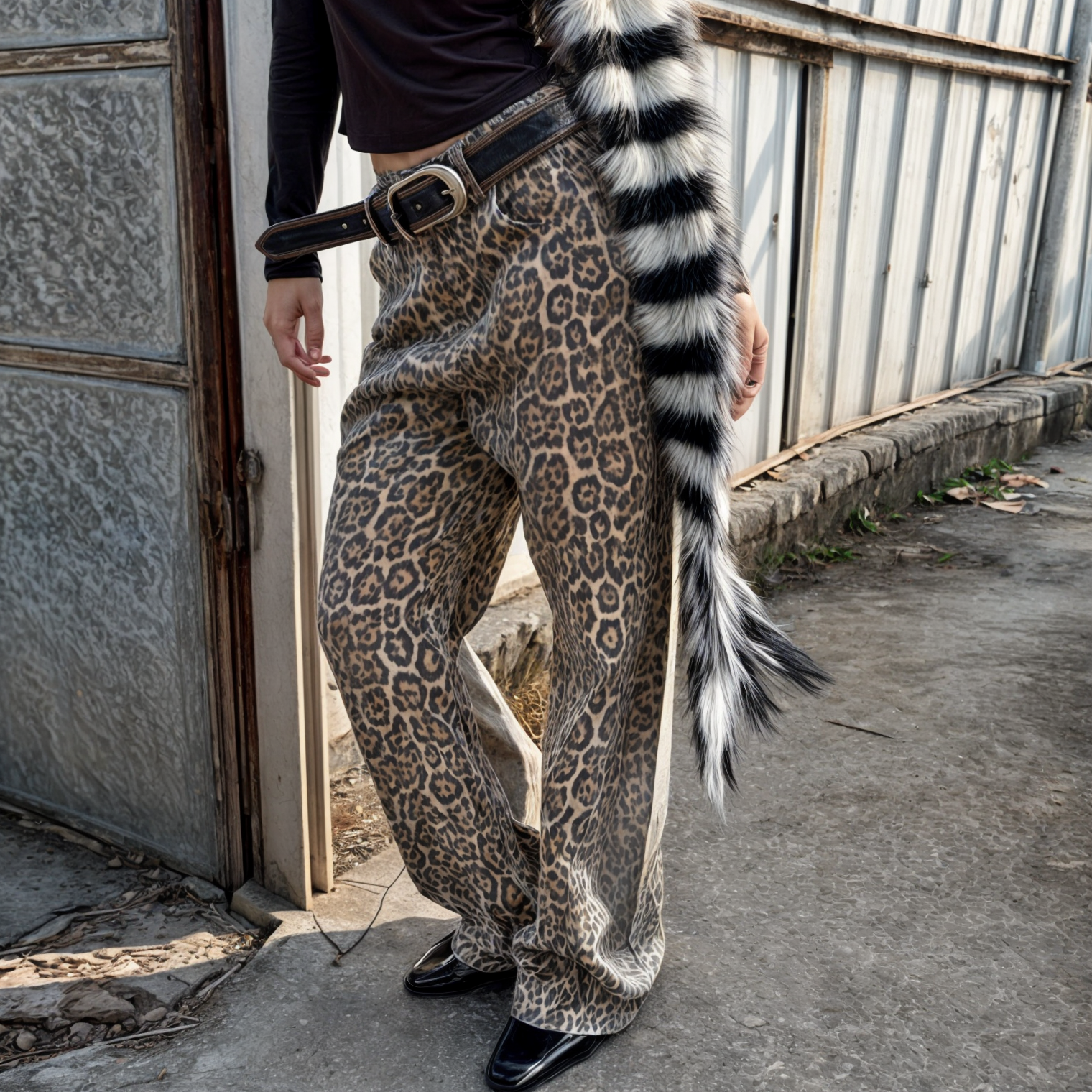 Vintage Leopard Print Low Rise Jeans