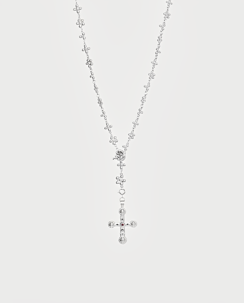 Heavenly Cross Rosary Pendant Necklace