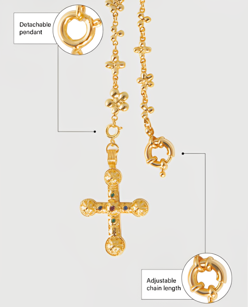 Heavenly Cross Rosary Pendant Necklace