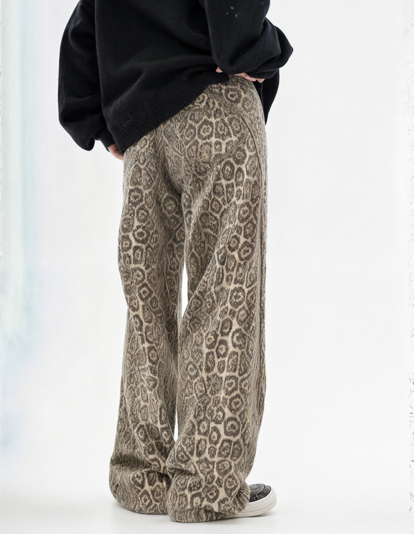 Vintage Leopard Print Low Rise Jeans