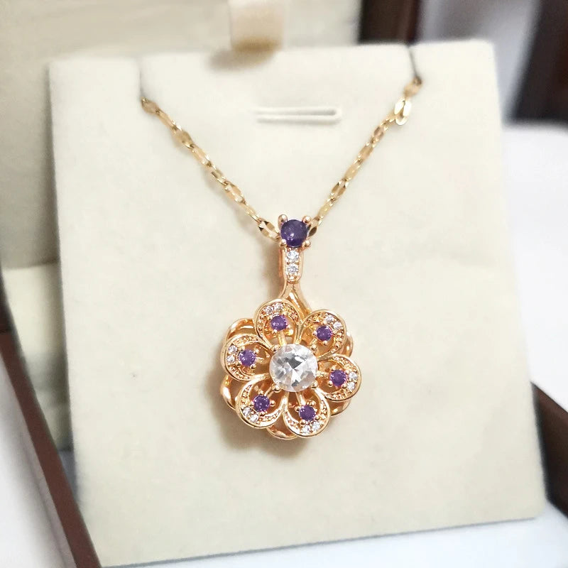 Crystal Sunflower Pendant Necklace 