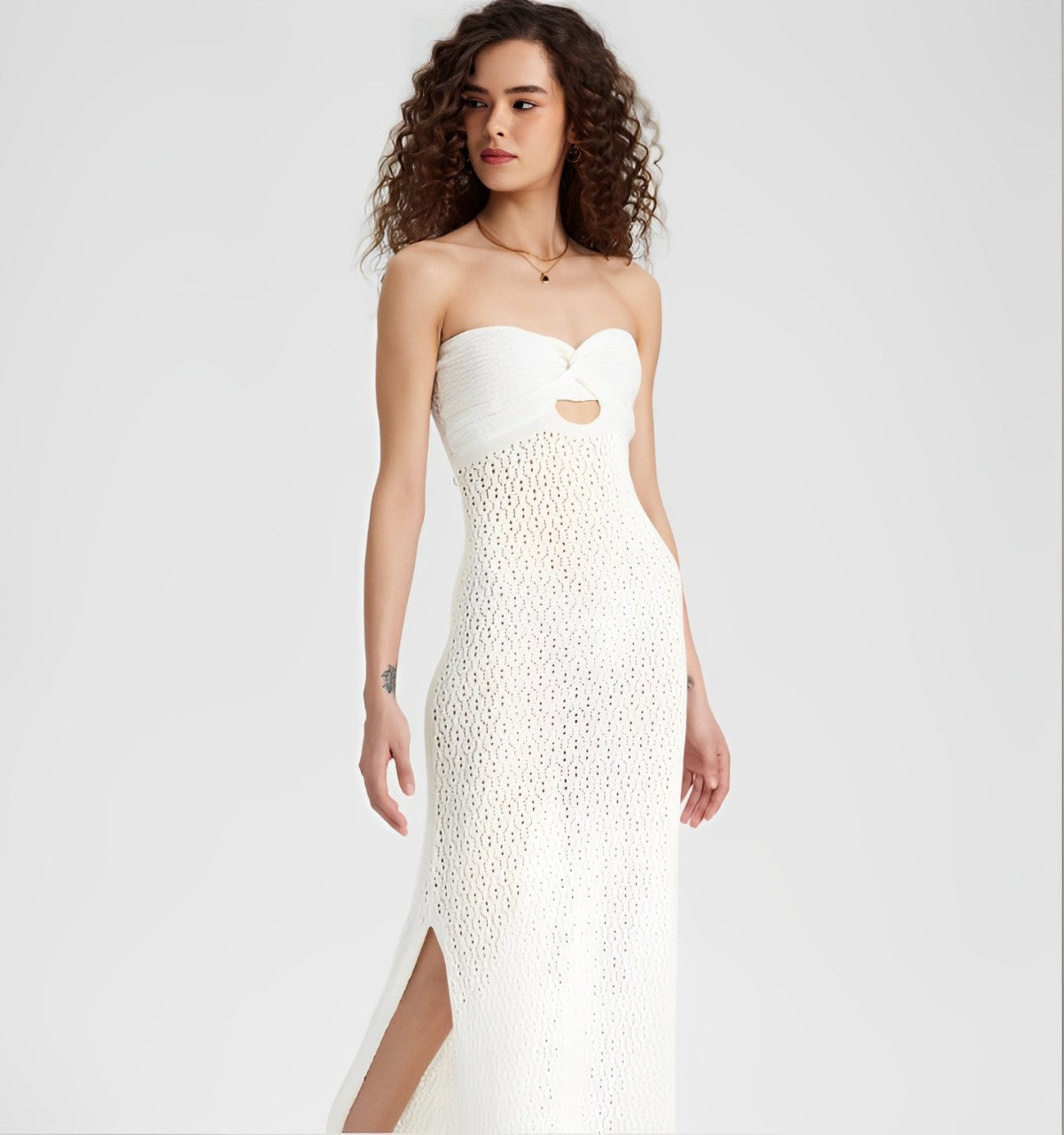 VividVista Sleeveless Crochet Kitted Sundress