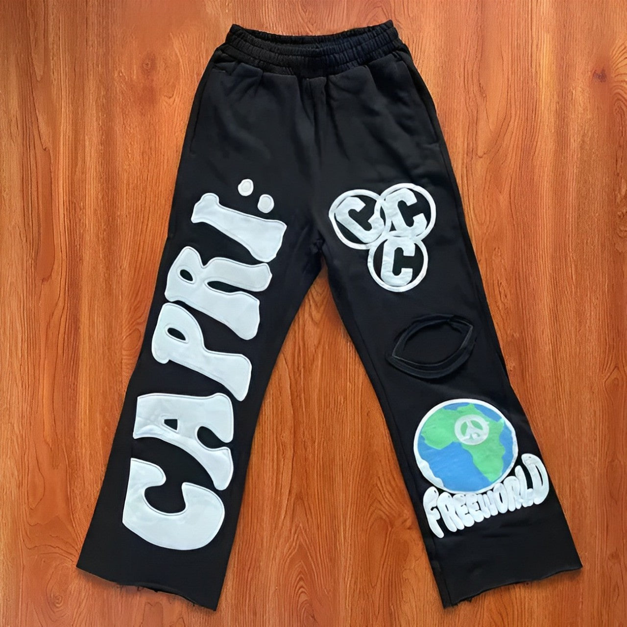 Black Capri "Free The World" Sweatpants