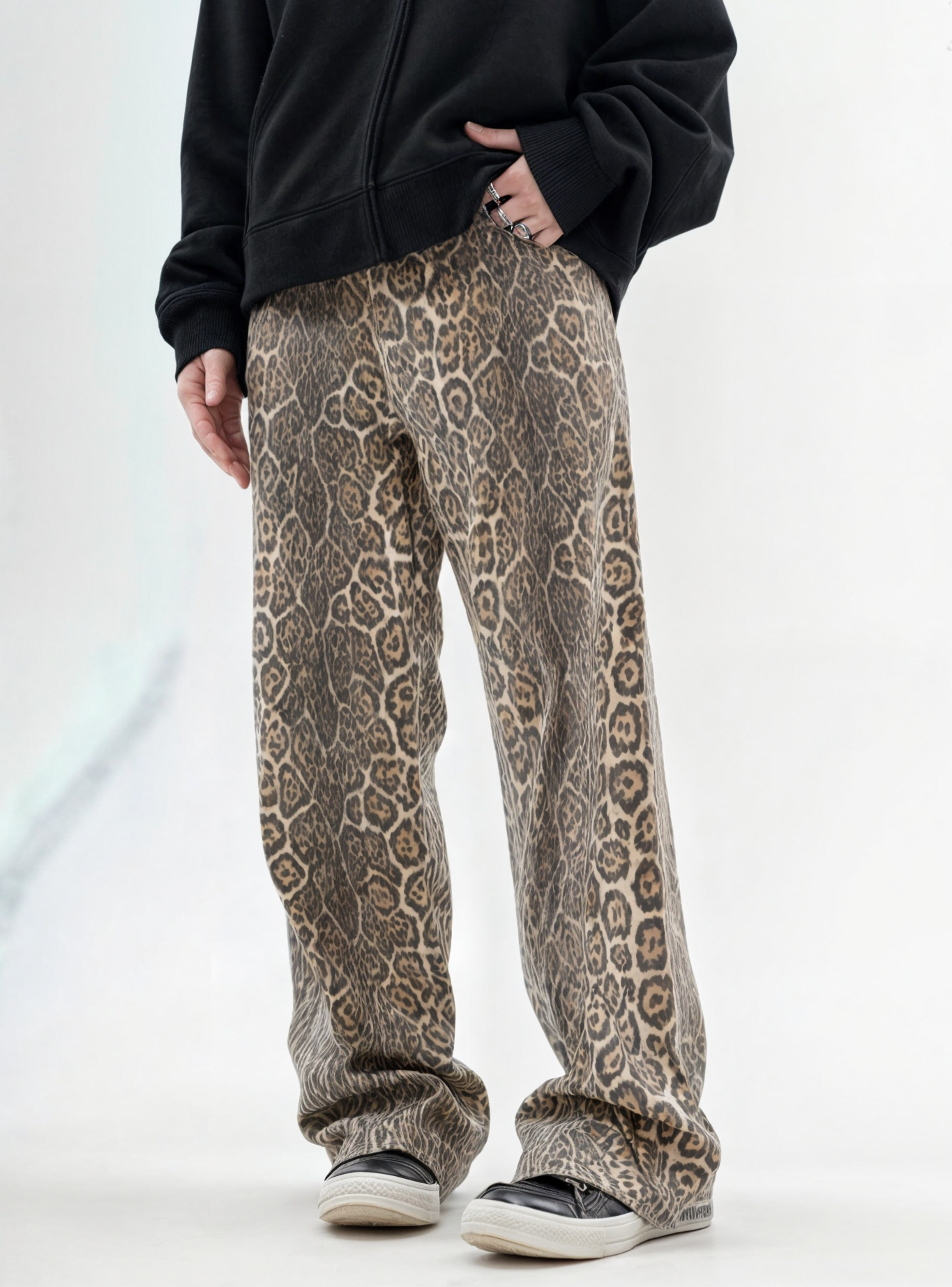 Vintage Leopard Print Low Rise Jeans