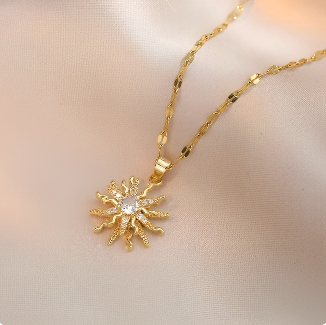 Rotating Sun Pendant "White Zircon Sun"